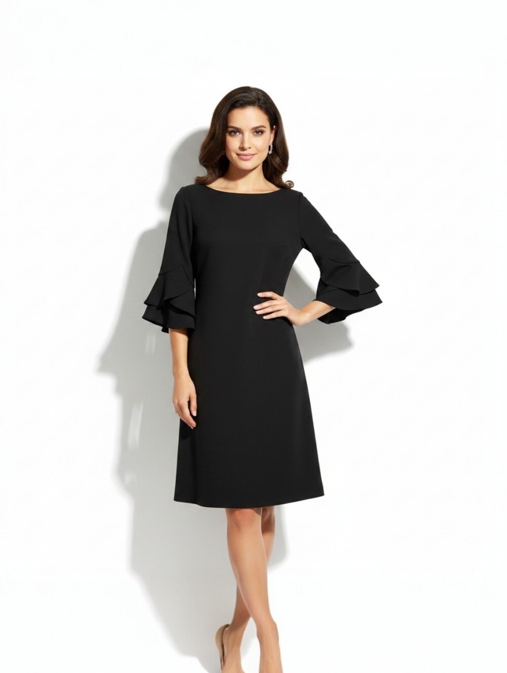 vince camuto black cocktail dress | Dresses | Vince Camuto Boatneck Shift With Tiered Bell Sleeves Euc 6 🔹Navy blue sequin mini Neck shoulder neckline and popover Color:Night Sky Multi new collection